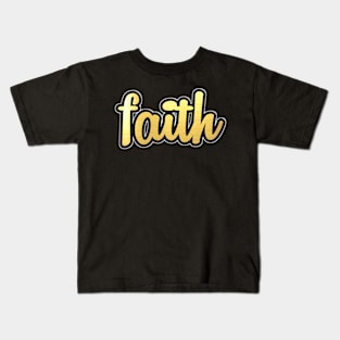 Shiny black and Gold FAITH word ver1 Kids T-Shirt